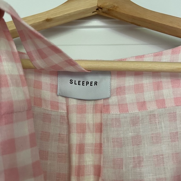 BRIGITTE MIDI LINEN DRESS IN PINK VICHY - Picture 6 of 6